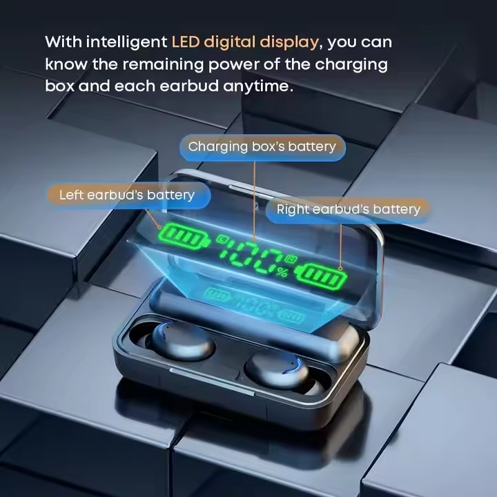 Original F9 Earphone 9D Hifi Stereo LED Display Waterproof in Ear Headphone Ecouteur Bluetooth 5.1 TWS F9 Wireless Earbuds F9-5 - Image 3