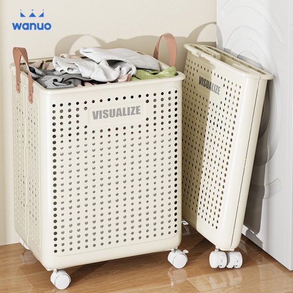 Laundry Baskets 60L Large Capacity Laundry Hamper Bathroom Breathable Laundry Basket With Universal Wheels
