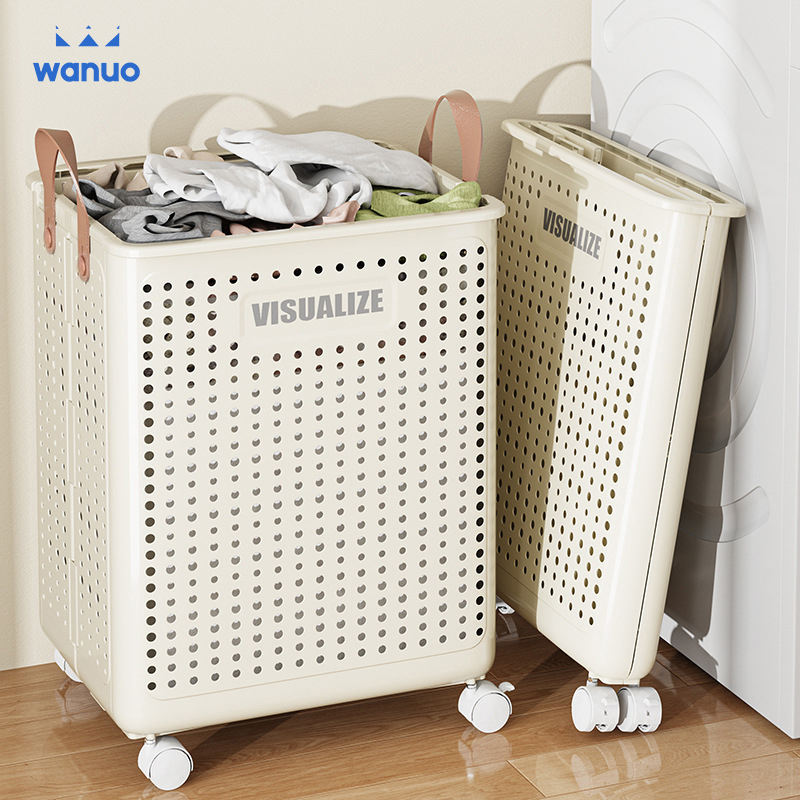 Laundry Baskets 60L Large Capacity Laundry Hamper Bathroom Breathable Laundry Basket With Universal Wheels