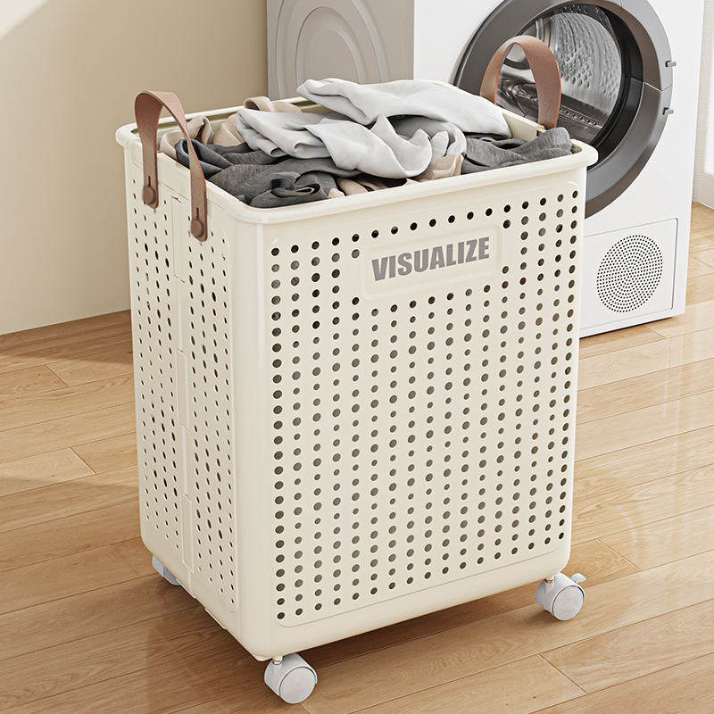 Laundry Baskets 60L Large Capacity Laundry Hamper Bathroom Breathable Laundry Basket With Universal Wheels - Image 4