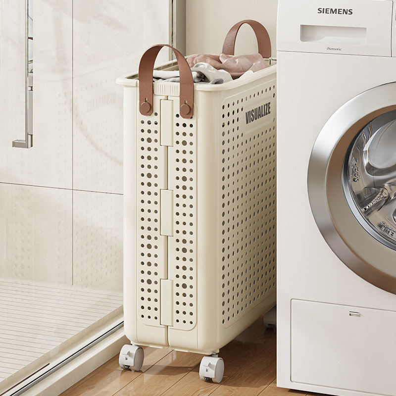 Laundry Baskets 60L Large Capacity Laundry Hamper Bathroom Breathable Laundry Basket With Universal Wheels - Image 2