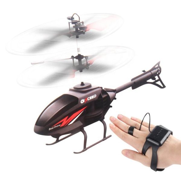 Mini Flying Helicopter with Watch Controller Remote Control Toy Plane for Kids