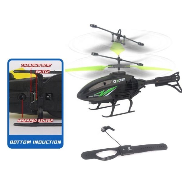 Mini Flying Helicopter with Watch Controller Remote Control Toy Plane for Kids - Image 2