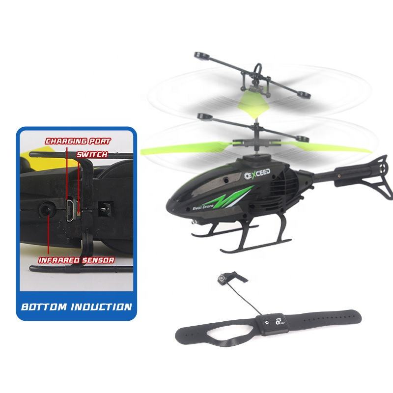 Mini Flying Helicopter with Watch Controller Remote Control Toy Plane for Kids - Image 2
