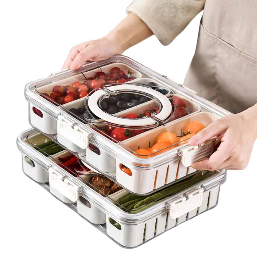Snackle Box for Portable Snack Platters Housewares Kitchen Storage Organization Stuff With Lid and Handle